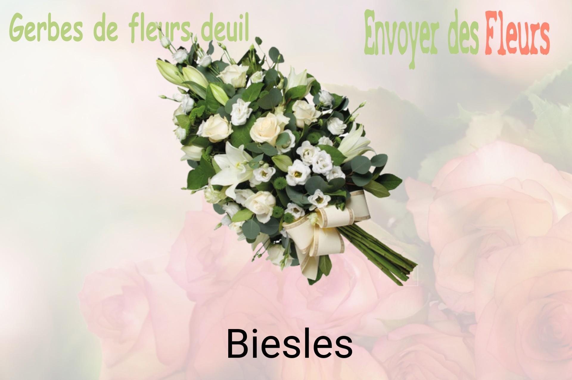 Gerbe de fleurs de deuil livrée à Biesles
